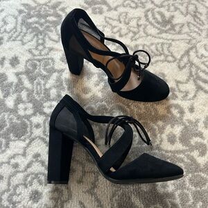 Christian Siriano Black Lace-Up Heels